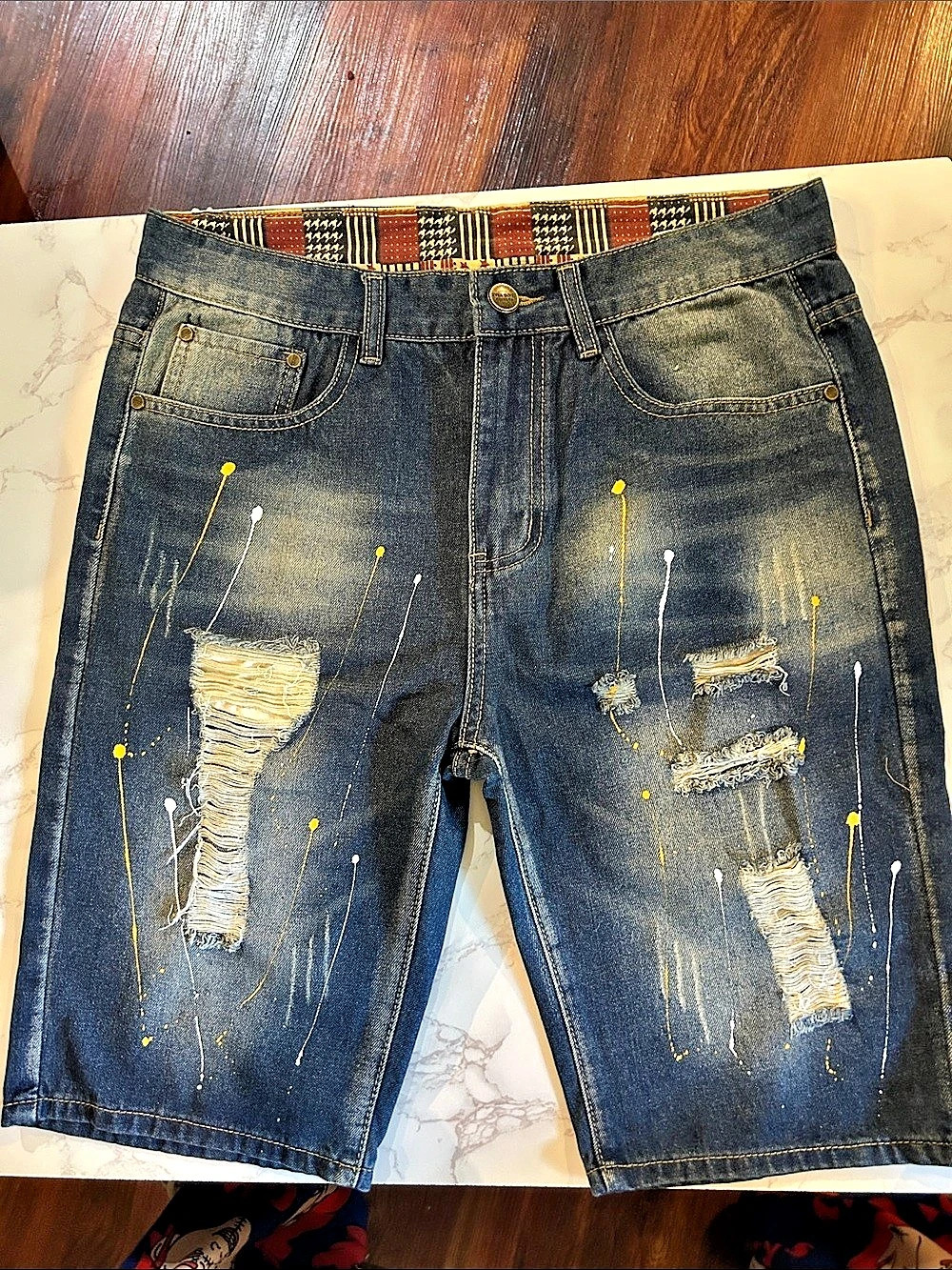 Qimu The Fashion Jeans Fashion Jeans Jean Shorts Blue & Red Waist 32